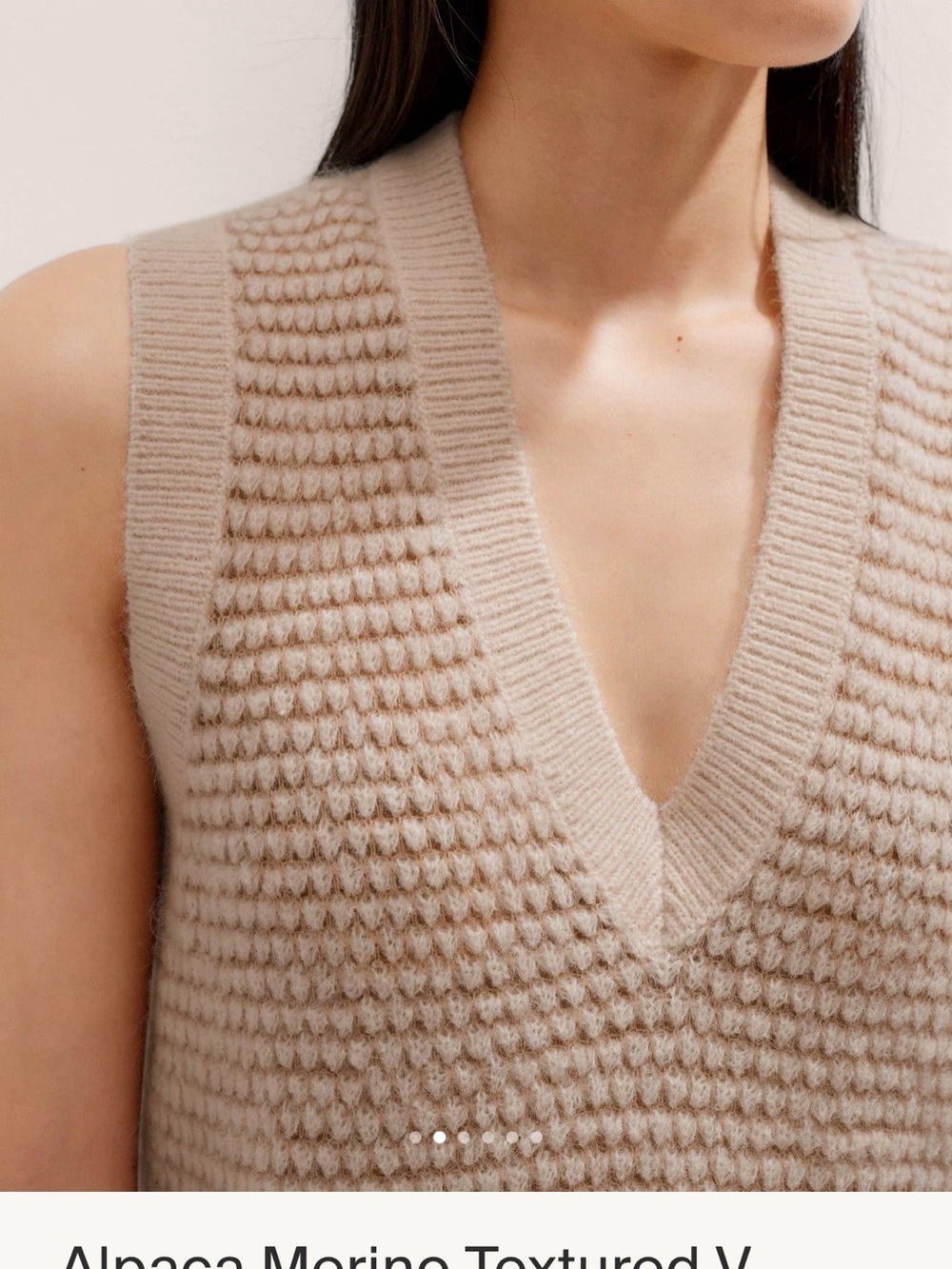 ME+EM Textured V-Neck Sweater Vest - Cream